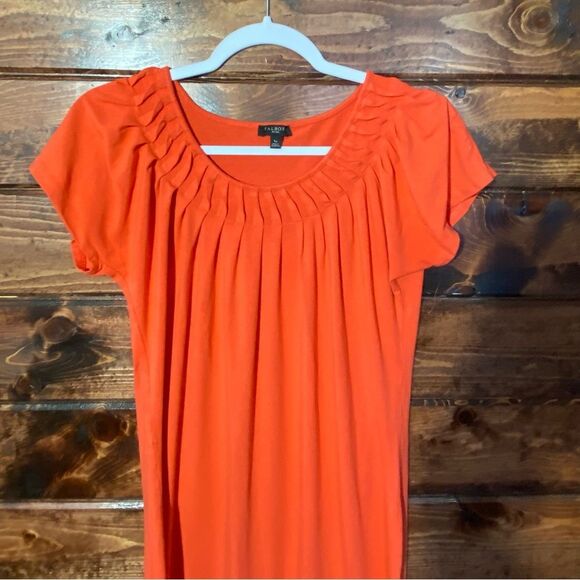 Talbot Petites Orange Midi Dress Pleated Front Flutter Sleeve Women's Size SP - Picture 4 of 16